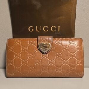 Gucci Leather Guccissima Wallet Tan Metallic Gold